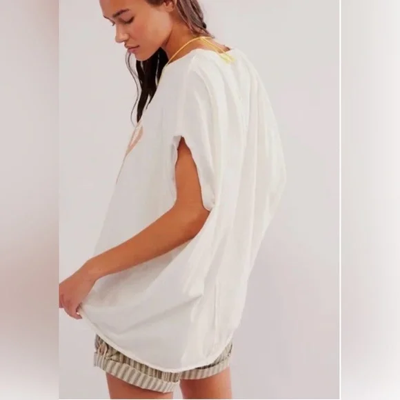 Free People X Ragabond Salty Shasta Tee Womens XSmall Oversized White - Picture 3 of 5